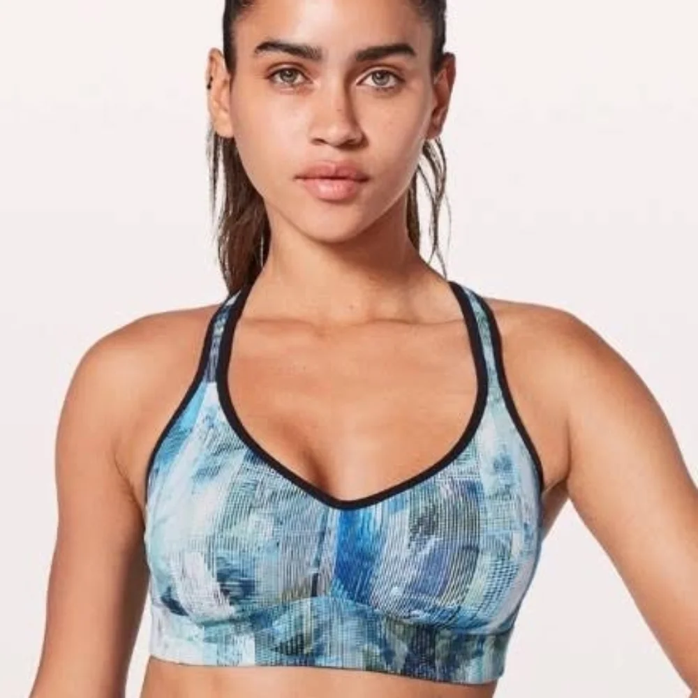 Lululemon | Sun Dazed Multi Blue Printed Mesh Racerback Sports Bra (Size 4)